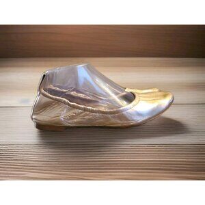 Anthropologie Leather Ballet Flats Womens Size 8 Bronze Shiny